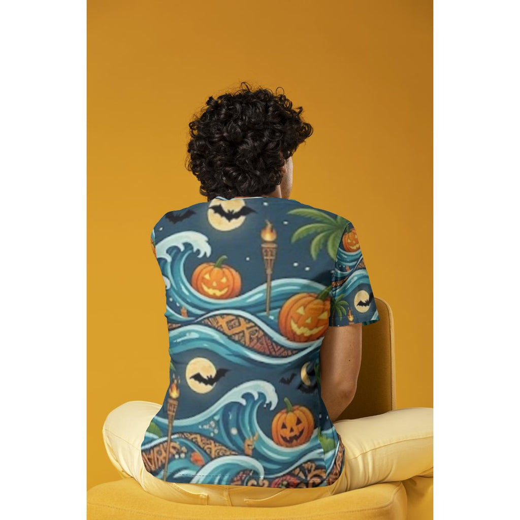 Halloween Pumpkin Surf All-Over Print Adult Unisex O-Neck T-Shirt