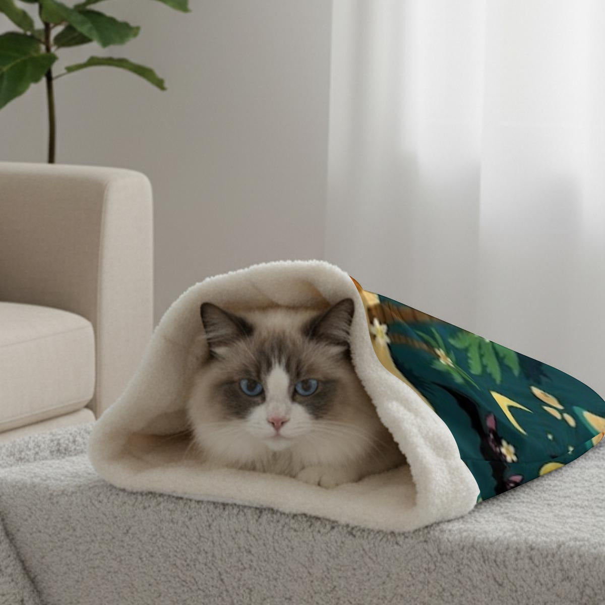 Palm Tree Bat Cave All-Over Print Double-Layer Pet Sleeping Bag