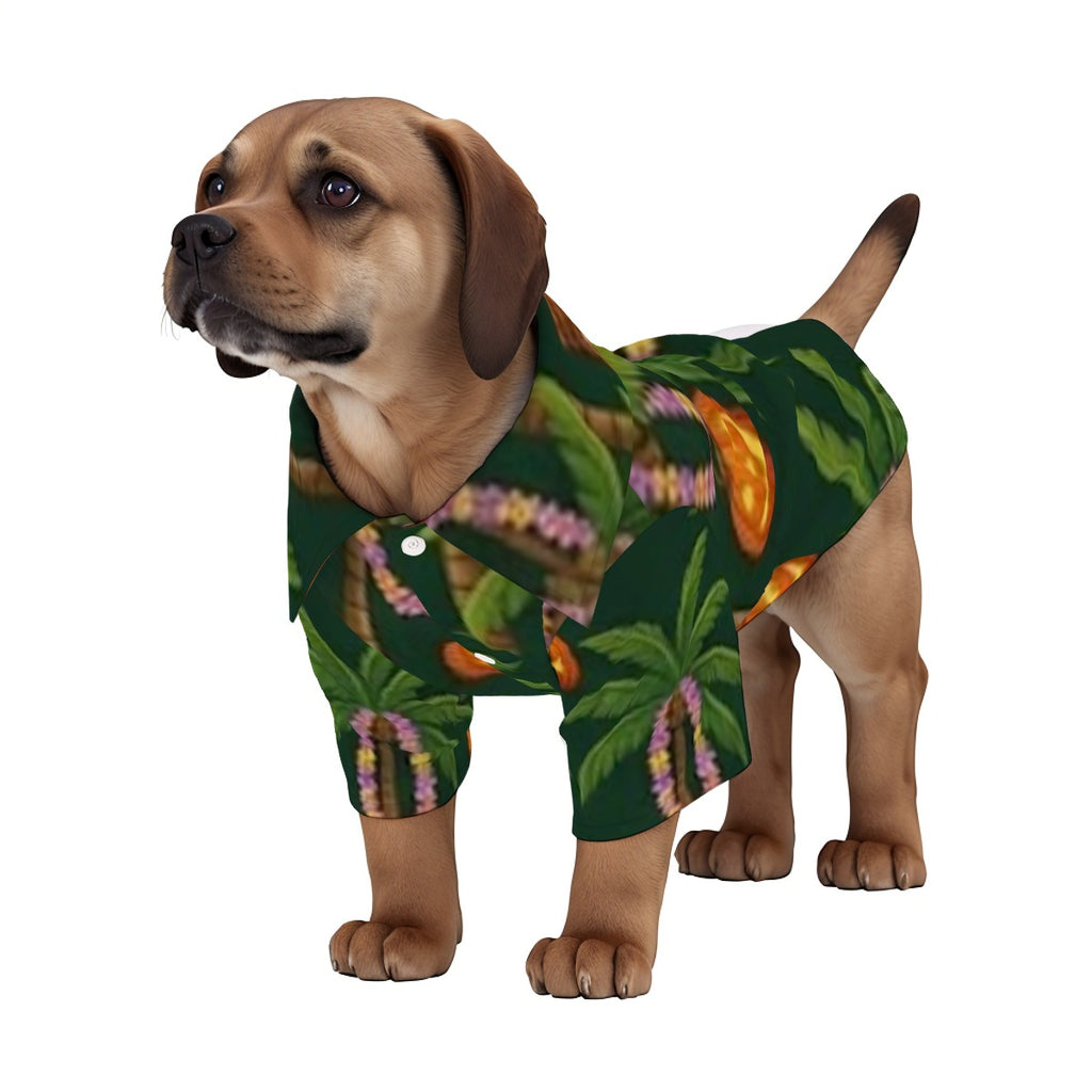 Palm Tree Tiki Lantern All-Over Print Pet’s Hawaiian Shirt