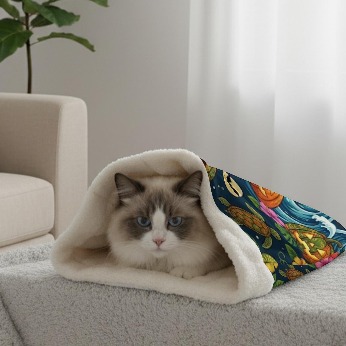 Multi-Element Halloween Aloha All-Over Print Double-Layer Pet Sleeping Bag